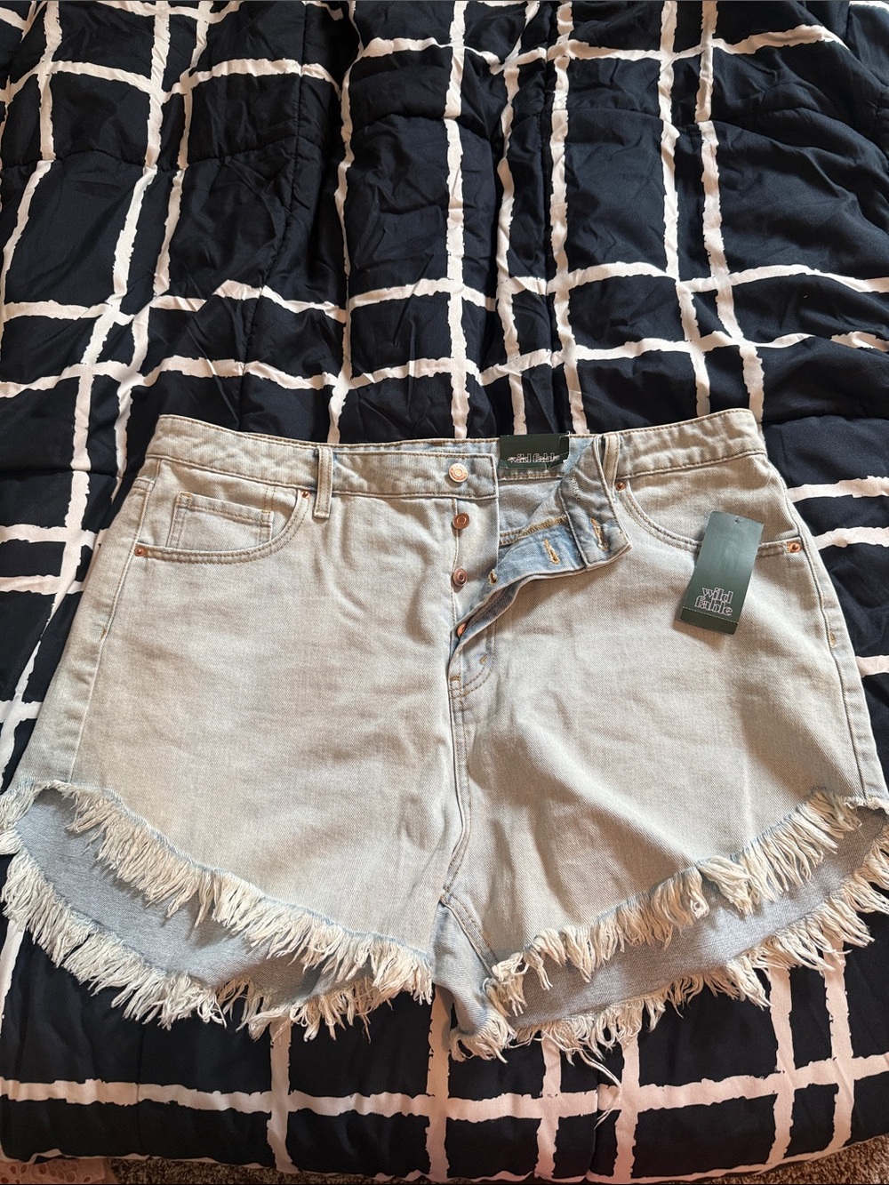 wild fable Light Wash Frayed Hem Denim Shorts